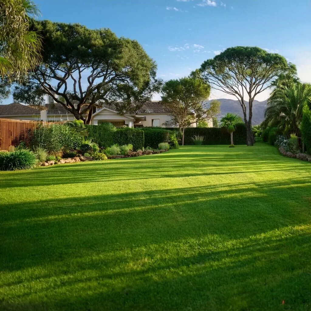 How to plant lawn seed in south africa. a lush green lawn in south africa.