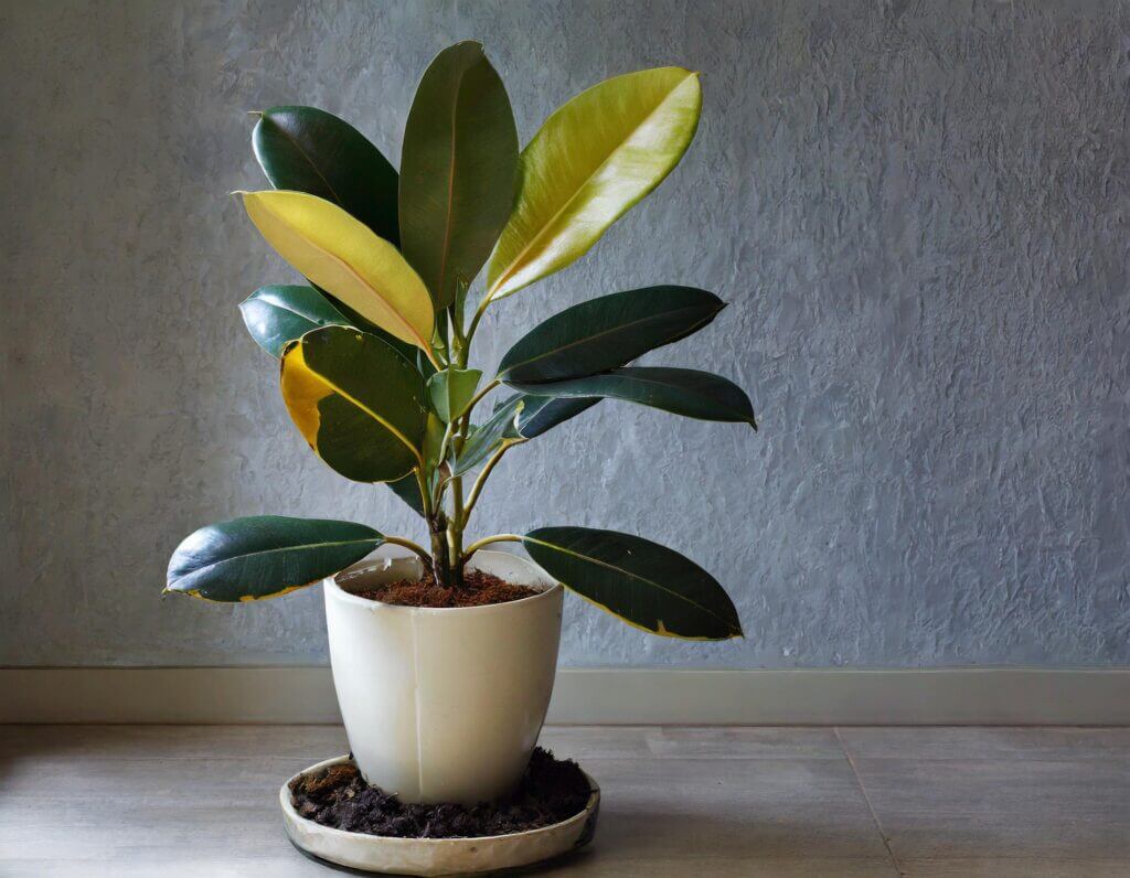 Rubber Plant (Ficus elastica) air purifying indoor plant