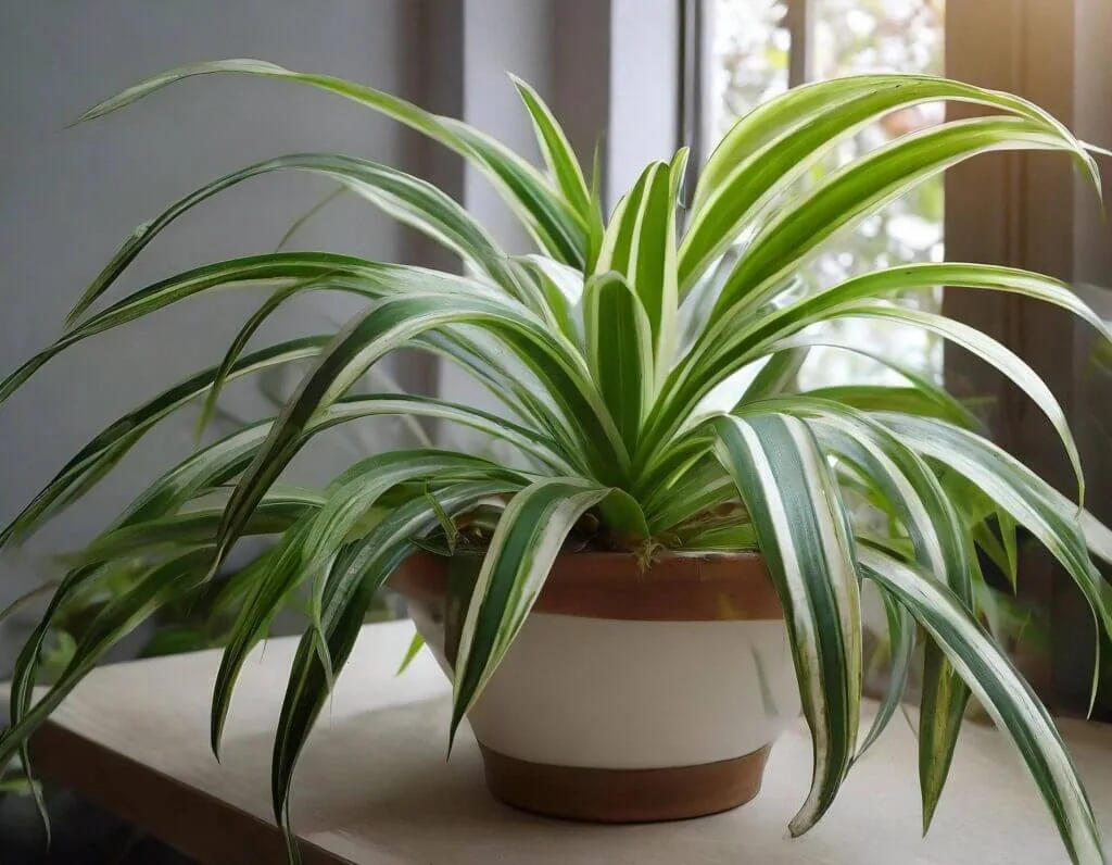 inddor plant air purify Spider plant (Chlorophytum comosum)Air purifying plants