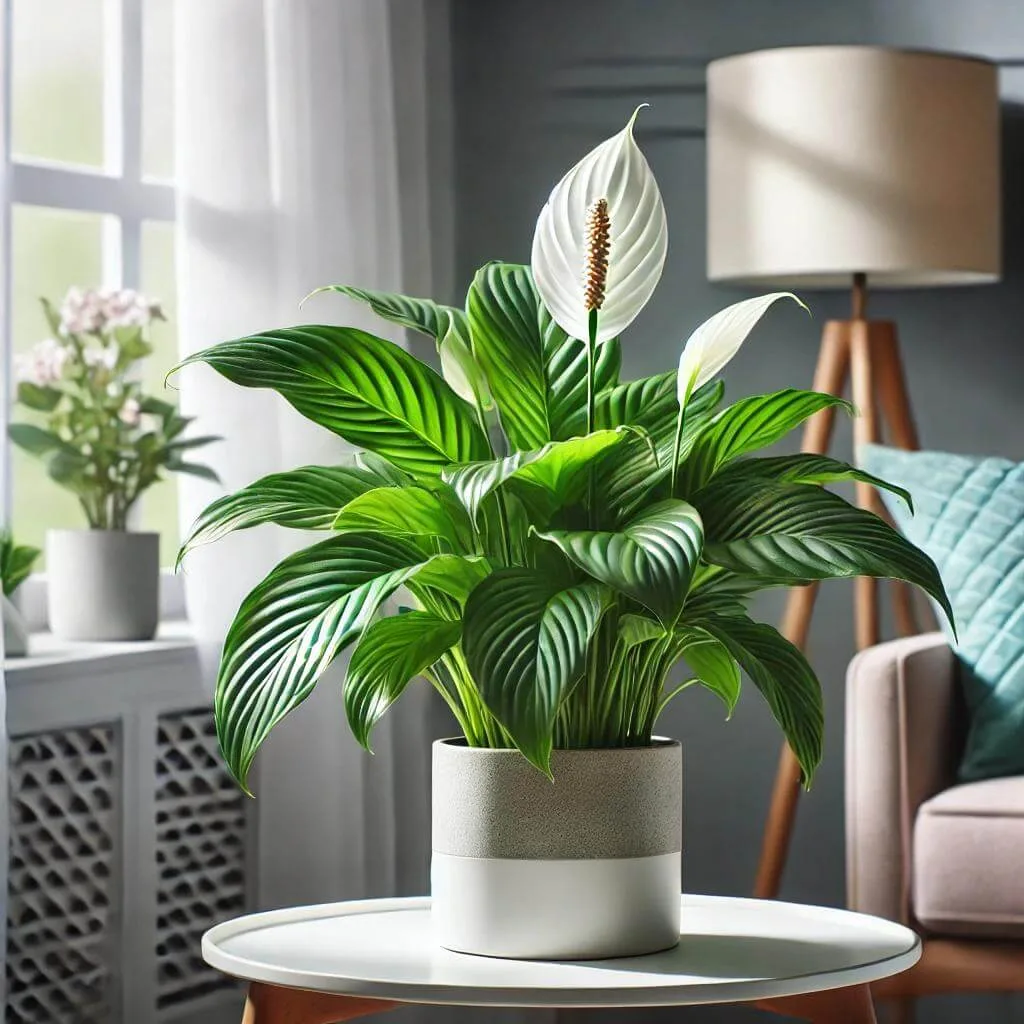 South African Houseplant Peace_Lily in a pot indoors, a houseplant in a pot. a good south african houseplant
