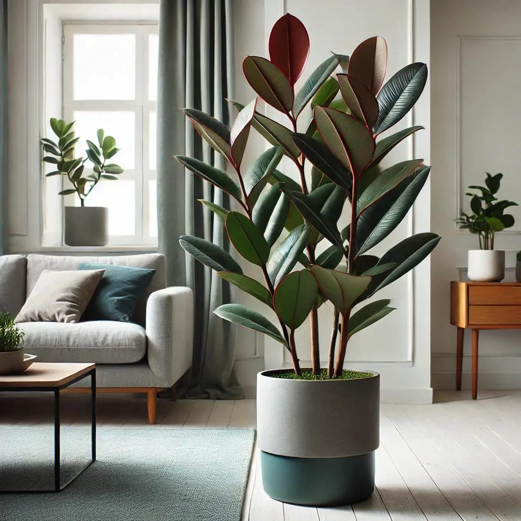 South African Houseplant Rubber_Plant in a pot indoors, a houseplant in a pot. a good south african houseplant