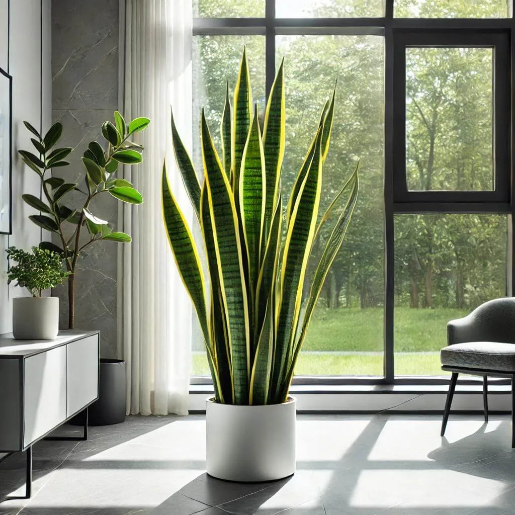 South African Houseplant Snake_Plant in a pot indoors, a houseplant in a pot. a good south african houseplant